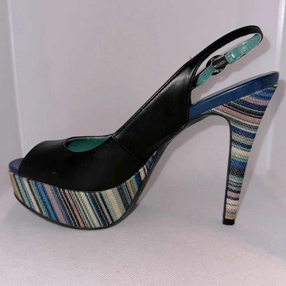 Unlisted by Kenneth Cole Make the Grade Slingback Platform Heels Size 8.5M - EUC